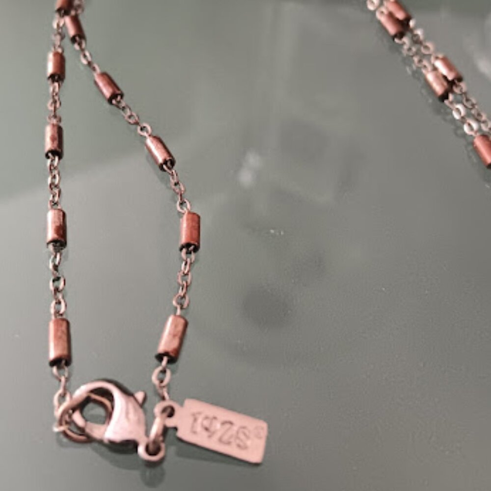 1928 JEWELRY SYMBOLS OF FAITH Dark Silver Aqua Blue Moonstone Cross Necklace - Picture 6 of 6